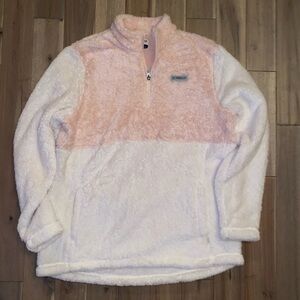 Magellan Outdoors Pink and White Sherpa Fuzzy Pullover
